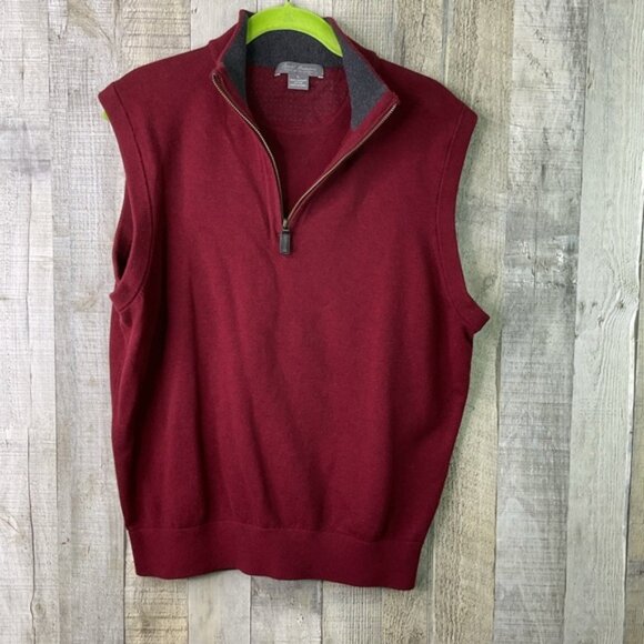 Daniel Cremieux Signature Collection Large 100% Supima Cotton Red Vest Sweater - Picture 1 of 5